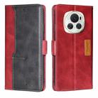 For Honor Magic6 Contrast Color Side Buckle Leather Phone Case(Red + Black) - 1
