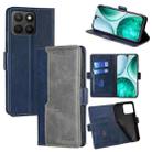 For Honor X8c 4G Contrast Color Side Buckle Leather Phone Case(Blue + Grey) - 1