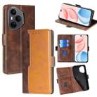 For Honor 400 Pro Global 160.8mm Contrast Color Side Buckle Leather Phone Case(Dark Brown + Gold) - 1