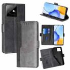 For Honor X60 GT 5G Contrast Color Side Buckle Leather Phone Case(Black + Grey) - 1