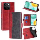 For Honor X6c 4G Contrast Color Side Buckle Leather Phone Case(Red + Black) - 1
