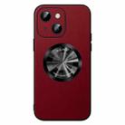 For iPhone 15 SULADA Microfiber Leather MagSafe Magnetic Phone Case(Red) - 1