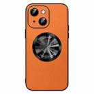 For iPhone 14 Plus SULADA Microfiber Leather MagSafe Magnetic Phone Case(Orange) - 1