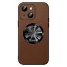 For iPhone 14 SULADA Microfiber Leather MagSafe Magnetic Phone Case(Brown) - 1