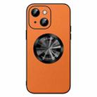 For iPhone 13 SULADA Microfiber Leather MagSafe Magnetic Phone Case(Orange) - 1