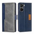 For ZTE Axon 40 Lite Contrast Color Side Buckle Leather Phone Case(Blue + Grey) - 1