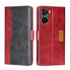 For ZTE Axon 40 Lite Contrast Color Side Buckle Leather Phone Case(Red + Black) - 1