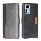 For ZTE Blabe V41 Smart 4G Contrast Color Side Buckle Leather Phone Case(Black + Grey) - 1