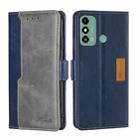 For ZTE Blade A53 4G Contrast Color Side Buckle Leather Phone Case(Blue + Grey) - 1