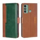 For ZTE Blade A53 4G Contrast Color Side Buckle Leather Phone Case(Light Brown + Green) - 1
