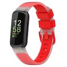 For Fitbit Inspire 3 Two Color Transparent Silicone Watch Band(Red) - 1