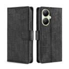For vivo Y35+ 5G Skin Feel Crocodile Magnetic Clasp Leather Phone Case(Black) - 1