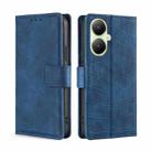 For vivo Y35+ 5G Skin Feel Crocodile Magnetic Clasp Leather Phone Case(Blue) - 1