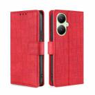 For vivo Y35+ 5G Skin Feel Crocodile Magnetic Clasp Leather Phone Case(Red) - 1