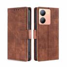 For vivo Y78 5G Skin Feel Crocodile Magnetic Clasp Leather Phone Case(Brown) - 1