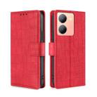 For vivo Y78 5G Skin Feel Crocodile Magnetic Clasp Leather Phone Case(Red) - 1