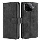 For vivo iQOO Z9 Turbo Skin Feel Crocodile Magnetic Clasp Leather Phone Case(Black) - 1