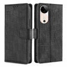 For vivo S19 Skin Feel Crocodile Magnetic Clasp Leather Phone Case(Black) - 1