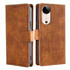 For vivo S19 Skin Feel Crocodile Magnetic Clasp Leather Phone Case(Brown) - 1