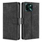 For vivo Y28 4G Skin Feel Crocodile Magnetic Clasp Leather Phone Case(Black) - 1