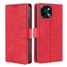 For vivo Y28 4G Skin Feel Crocodile Magnetic Clasp Leather Phone Case(Red) - 1