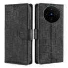 For vivo X100s Skin Feel Crocodile Magnetic Clasp Leather Phone Case(Black) - 1