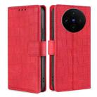 For vivo X100s Skin Feel Crocodile Magnetic Clasp Leather Phone Case(Red) - 1