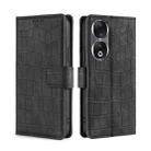 For Honor 90 5G Skin Feel Crocodile Magnetic Clasp Leather Phone Case(Black) - 1