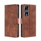 For Honor 90 5G Skin Feel Crocodile Magnetic Clasp Leather Phone Case(Brown) - 1