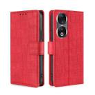 For Honor 90 5G Skin Feel Crocodile Magnetic Clasp Leather Phone Case(Red) - 1