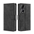 For Honor 90 Pro 5G Skin Feel Crocodile Magnetic Clasp Leather Phone Case(Black) - 1