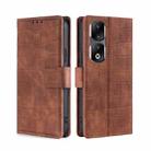 For Honor 90 Pro 5G Skin Feel Crocodile Magnetic Clasp Leather Phone Case(Brown) - 1