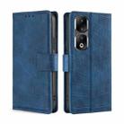 For Honor 90 Pro 5G Skin Feel Crocodile Magnetic Clasp Leather Phone Case(Blue) - 1