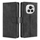 For Honor Magic6 Pro 5G Skin Feel Crocodile Magnetic Clasp Leather Phone Case(Black) - 1