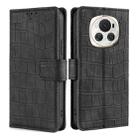 For Honor Magic6 5G Skin Feel Crocodile Magnetic Clasp Leather Phone Case(Black) - 1