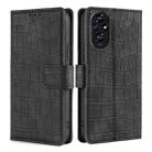 For Honor 200 5G Skin Feel Crocodile Magnetic Clasp Leather Phone Case(Black) - 1