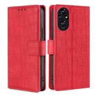 For Honor 200 5G Skin Feel Crocodile Magnetic Clasp Leather Phone Case(Red) - 1