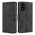 For Honor 200 Pro 5G Skin Feel Crocodile Magnetic Clasp Leather Phone Case(Black) - 1