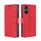 For ZTE Axon 40 Lite Skin Feel Crocodile Magnetic Clasp Leather Phone Case(Red) - 1