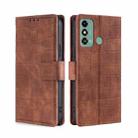 For ZTE Blade A53 4G Skin Feel Crocodile Magnetic Clasp Leather Phone Case(Brown) - 1