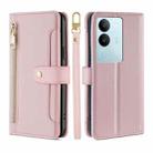 For vivo S17 5G / S17 Pro 5G Lite Sheep Texture Cross-body Zipper Wallet Leather Phone Case(Pink) - 1
