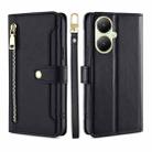 For vivo Y35+ 5G Lite Sheep Texture Cross-body Zipper Wallet Leather Phone Case(Black) - 1