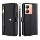 For vivo Y78 5G Lite Sheep Texture Cross-body Zipper Wallet Leather Phone Case(Black) - 1