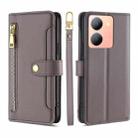 For vivo Y78 5G Lite Sheep Texture Cross-body Zipper Wallet Leather Phone Case(Grey) - 1