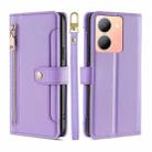 For vivo Y78 5G Lite Sheep Texture Cross-body Zipper Wallet Leather Phone Case(Purple) - 1