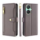 For vivo Y27 4G Lite Sheep Texture Cross-body Zipper Wallet Leather Phone Case(Grey) - 1