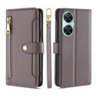 For Huawei Enjoy 60 Pro / nova 11i Lite Sheep Texture Cross-body Zipper Wallet Leather Phone Case(Grey) - 1