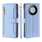 For Huawei Mate 60 Lite Sheep Texture Cross-body Zipper Wallet Leather Phone Case(Blue) - 1