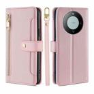 For Huawei Mate 60 Lite Sheep Texture Cross-body Zipper Wallet Leather Phone Case(Pink) - 1