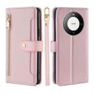 For Huawei Mate 60 Pro / Pro+ Lite Sheep Texture Cross-body Zipper Wallet Leather Phone Case(Pink) - 1